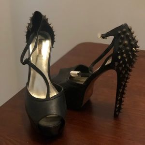 5” spiked black heels